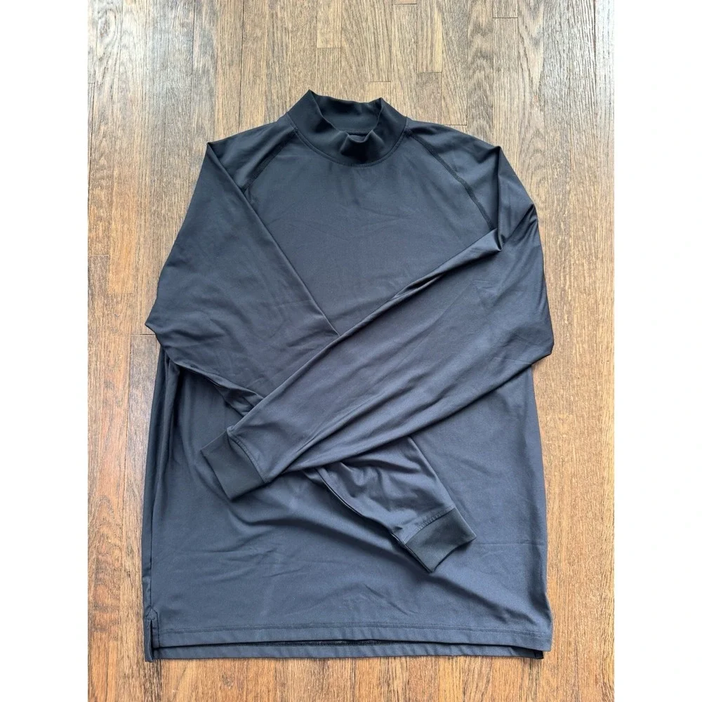 Footjoy Men's Mock Neck Long Sleeve Performance Golf Shirt Black Size Large